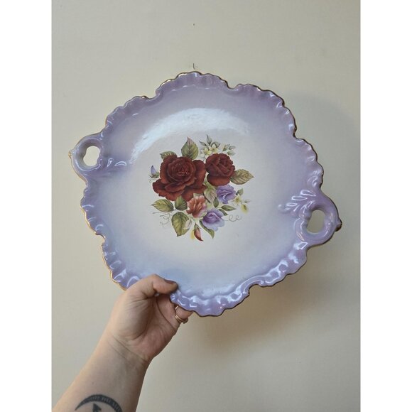 3 For 55 👍🫶 Vintage Ornate Gold Leaf Rimmed Porcelain Platter | 1950s - Picture 2 of 10